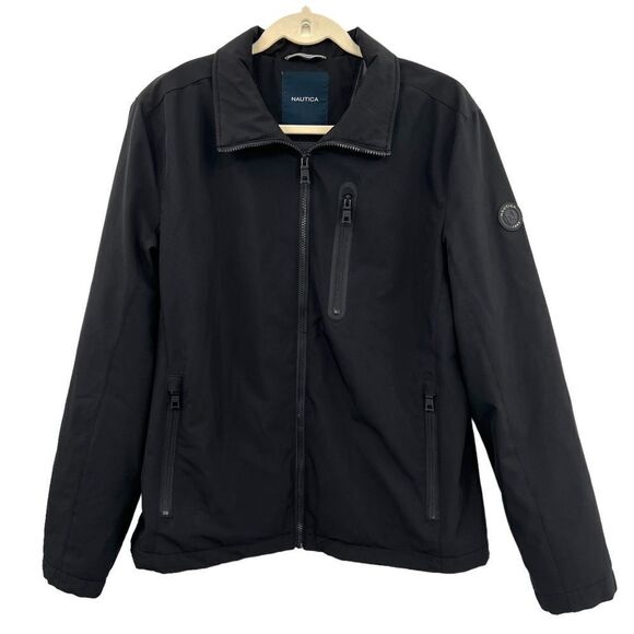 Nautica Black Soft Shell and Fleece Wind and Water Resistant Jacket Size M - Picture 1 of 10